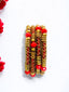 Antique kara Bangles Set in Red color -106