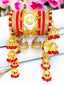 Customize Bangles set with Short kaleera in red color -91