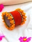 Pearl & Metal Velvet Short fancy article -36 bangles Jeweller Hub ( 2.2 ) 2 Inch Orange 
