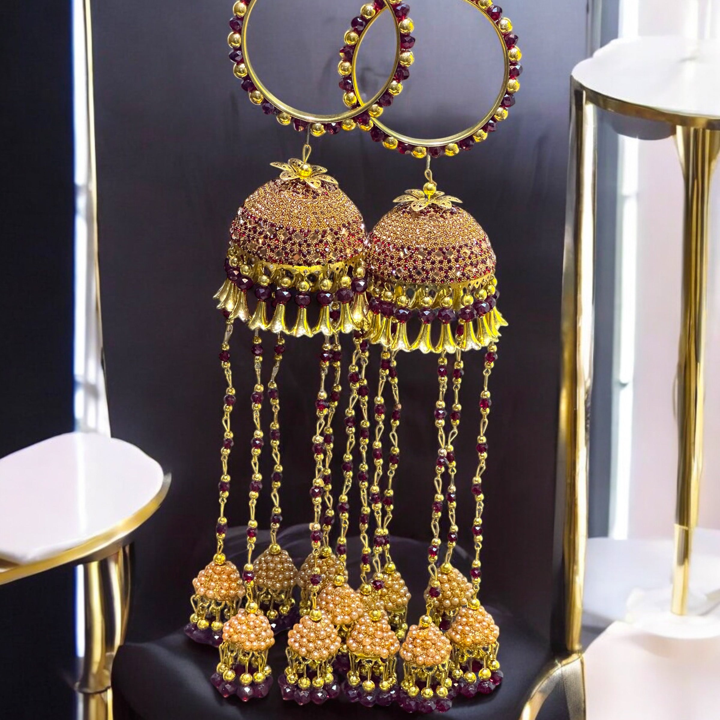 Golden Sumbul Iqbal long Bridal kaleera