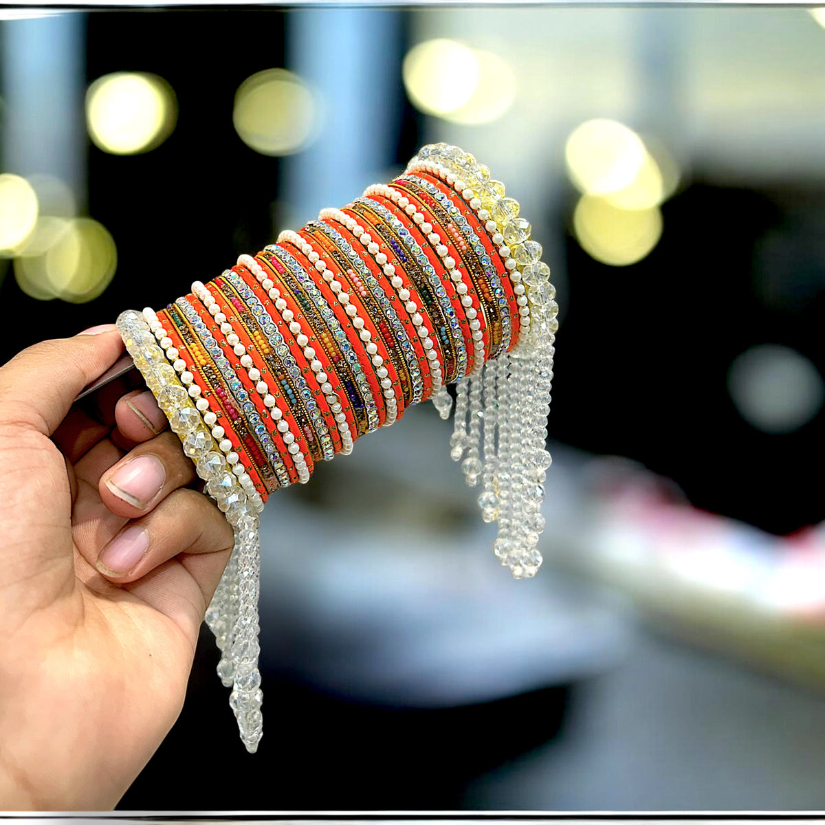 Designer Pearl & Crystal Bangles Set 101