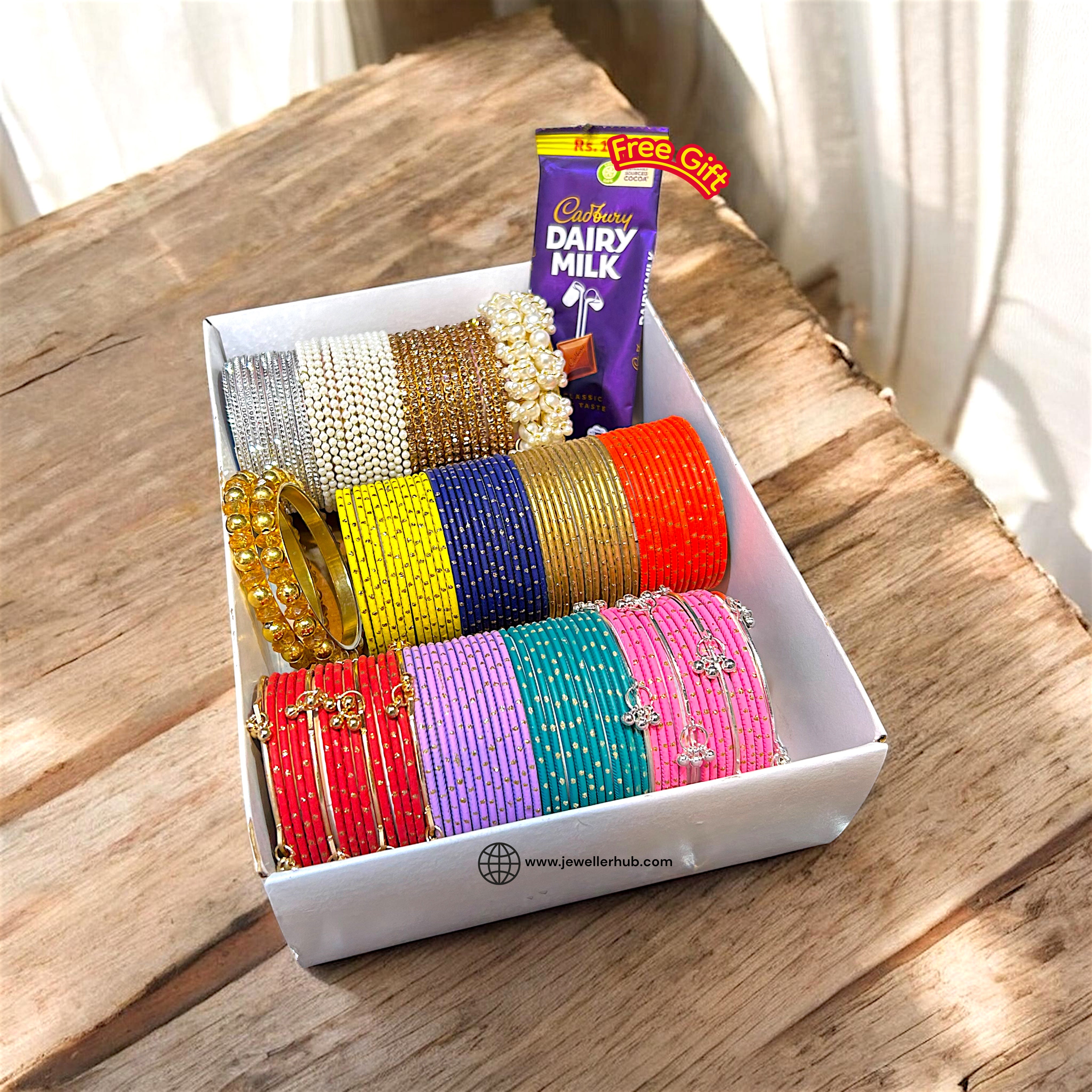 Heavy Guage Thick Best Quality Eid Fancy Gift Box with Trendy Kashmiri Drop Bangles