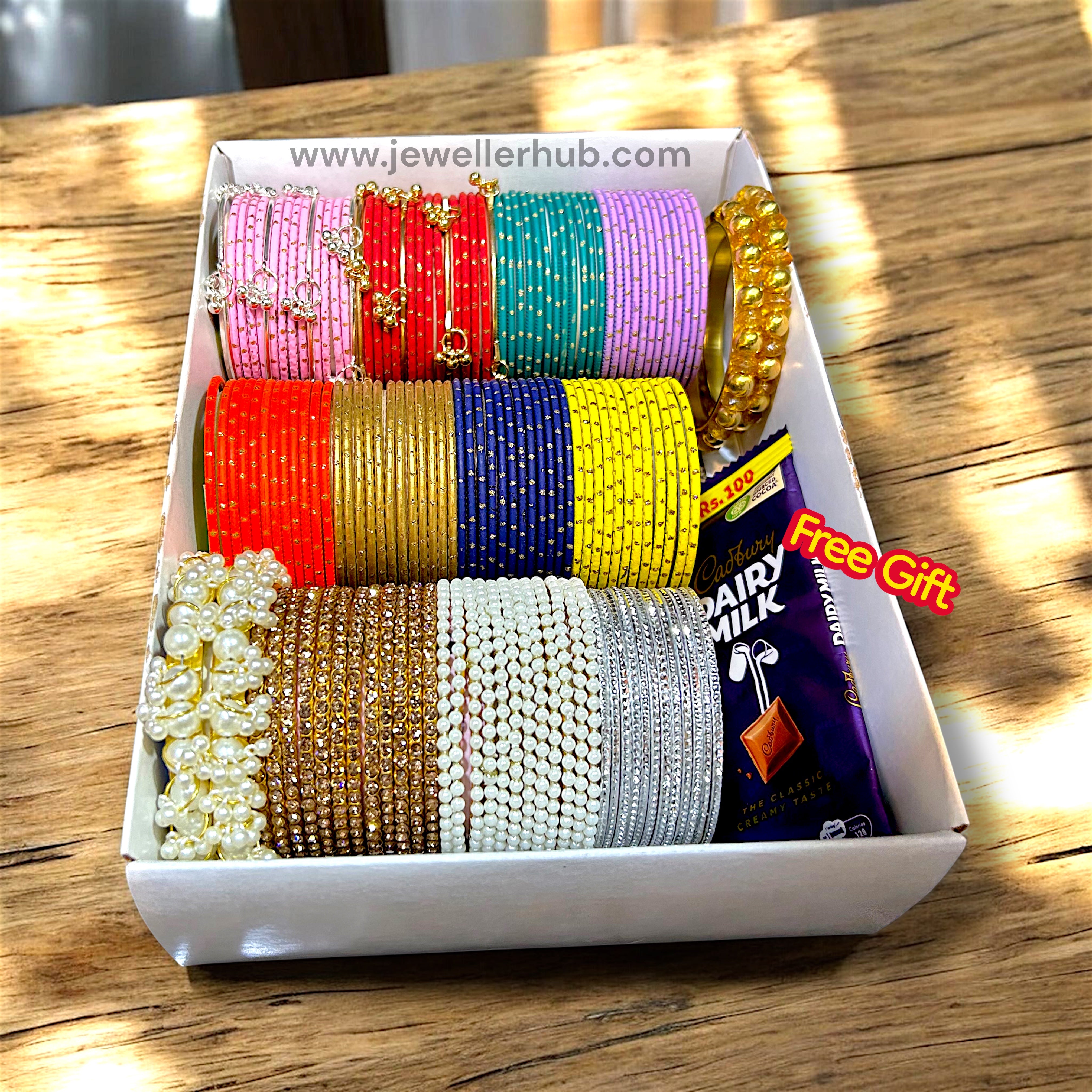 Heavy Guage Thick Best Quality Eid Fancy Gift Box with Trendy Kashmiri Drop Bangles