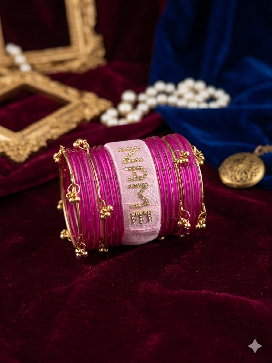 Name Bangles with Jelly & kashmiri bangles for Girls & Bride – Customized Name Bangles for Women | Custom Name Bracelet for Girls | Bridal Name Bangles Set | Name Bangles for Wedding, Mehndi, Barat | Stylish Name Bracelet Jewelry